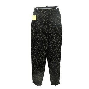 Dana Buchman Women Pants Trousers Sz 12 High Waist Black/Gold Print Lined Party